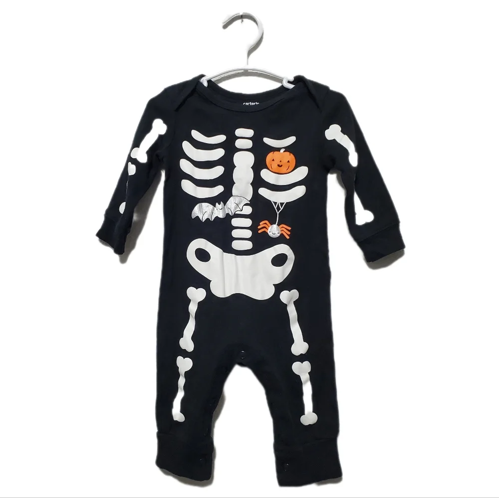 Carter's Unisex Baby Skeleton Halloween Jumpsuit Size 6 Months